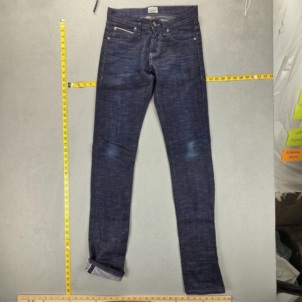 Naked‎ & Famous Jeans Mens 28x38 Blue Selvedge Skinny Guy Twisted Candy